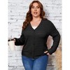 Coolmee Plus Size Cardigan Sweaters for Women Fashion Long Sleeve Midweight Outerwear Loose Fit Button Open Front Tops - 2 of 4