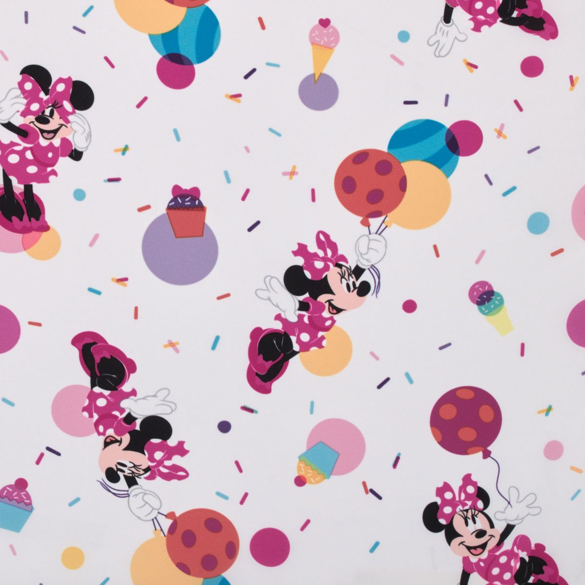 NoJo Disney Minnie Mouse Let's Party Pink, Lavender, and White Balloons, Cupcakes, and Confetti Preschool Nap Pad Sheet - thumbnail 3
