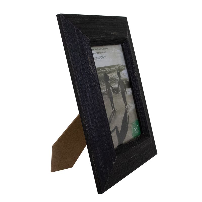 Northlight 10" Distressed Finish Black Picture Frame with Easel Back for 5" x 7" Photos, 3 of 7