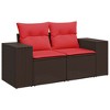 vidaXL 7 Piece Patio Sofa Set with Cushions Brown Poly Rattan - 3 of 4