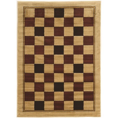 5'x7' Elegance Boxes Rug Beige/Red - Linon