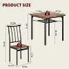 GOCAPTAIN Dining Table Set for 2, 3 Piece Kitchen Table with Low Storage Rack & Built-in Wine Rack, Black Steel Frame for Small Space, Apartment - 2 of 4