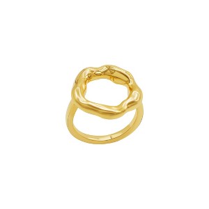 Adornia Tarnish Resistant 14k Gold Plated Open Circle Hammered Ring - 1 of 4