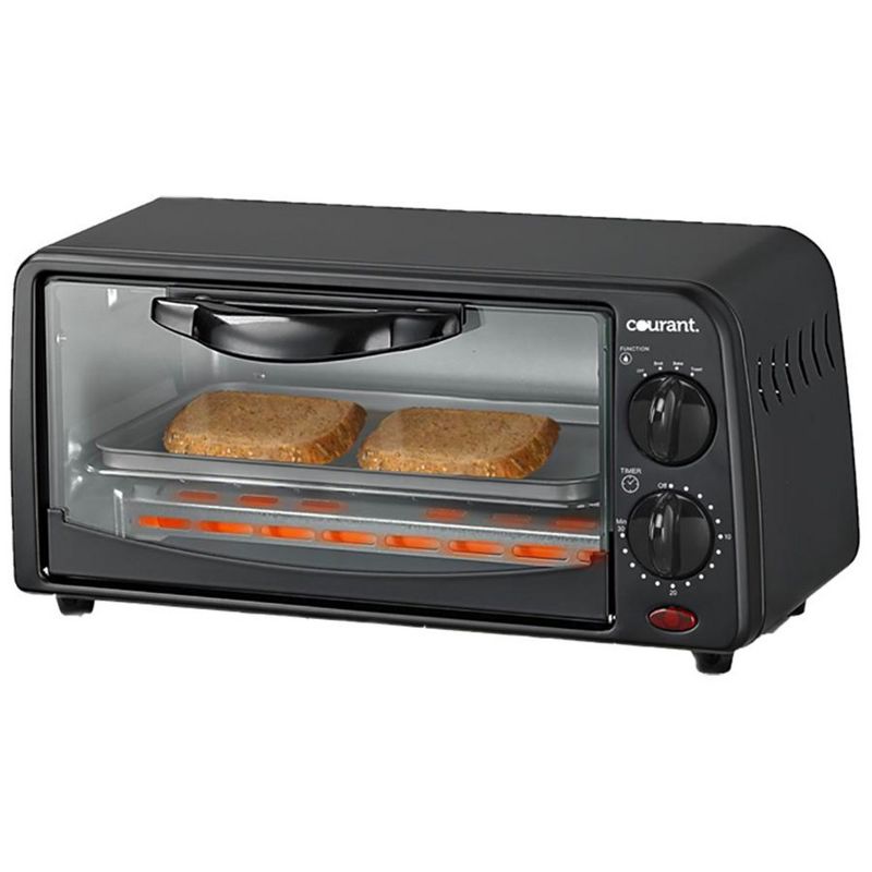Courant Compact 2-Slice Oven with Toast, Broil & Bake Functions, Black, 1 of 5