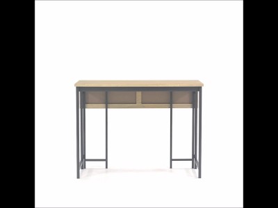 Charter Oak & Black Metal Counter Height Extendable Dining Table