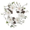 Nearly Natural 24” Snowed Magnolia / Pine Cone Wreath - 3 of 3