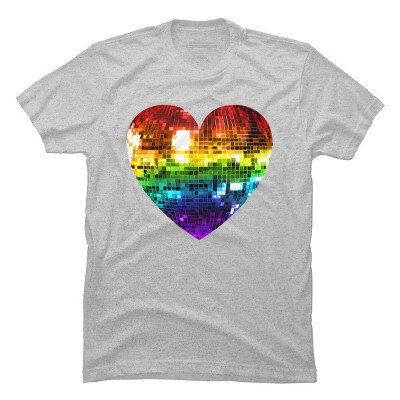 Adult Design By Humans Disco Ball Rainbow Heart By melvillesT-Shirt