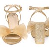 Perphy Women's Glitter Mesh Bow Chunky High Heel Slingback Ankle Strap Sandals - 2 of 3