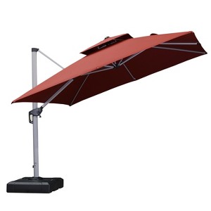 PURPLE LEAF Square Patio Umbrella Cantilever Umbrella with Base for Pool Lawn Garden 360° Rotation - 1 of 4
