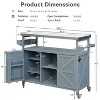 Isabel Outdoor Kitchen Island with Storage Cabinet, Solid Wood Patio Bar Cart with Stainless Steel Table Top, Outdoor Furniture - The Pop Home - 3 of 4