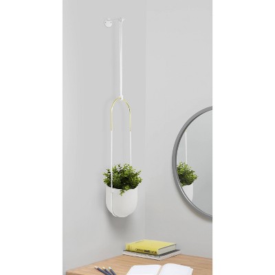 White Ceramic Bowl-Shaped Hanging Planter