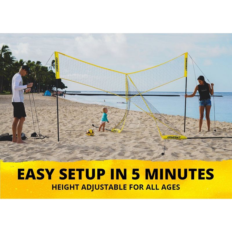 CROSSNET Original 4 Square Volleyball Net and Backyard Yard Gameset - Yellow, 5 of 7