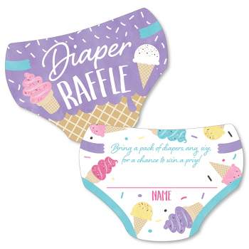Big Dot of Happiness Scoop Up The Fun - Ice Cream - Diaper Shaped Raffle Ticket Inserts - Sprinkles Baby Shower Activities - Diaper Raffle Game 24 Ct