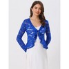 INSPIRE CHIC Women's Tie Front Ruffled Hem Floral Lace Sheer Crop Bolero Shrug - 4 of 4