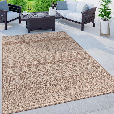 Brown Geometric Flat Woven Reversible 8' x 10' Indoor/Outdoor Rug