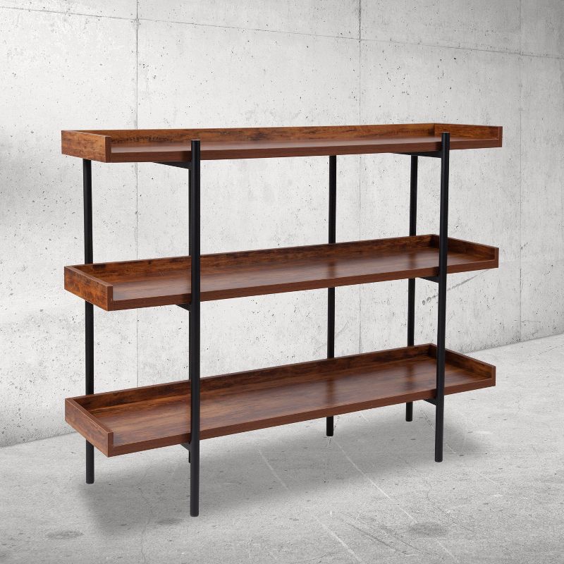 Emma and Oliver 3 Shelf 35"H Storage Display Unit Bookcase in Rustic Wood Grain Finish, 3 of 11