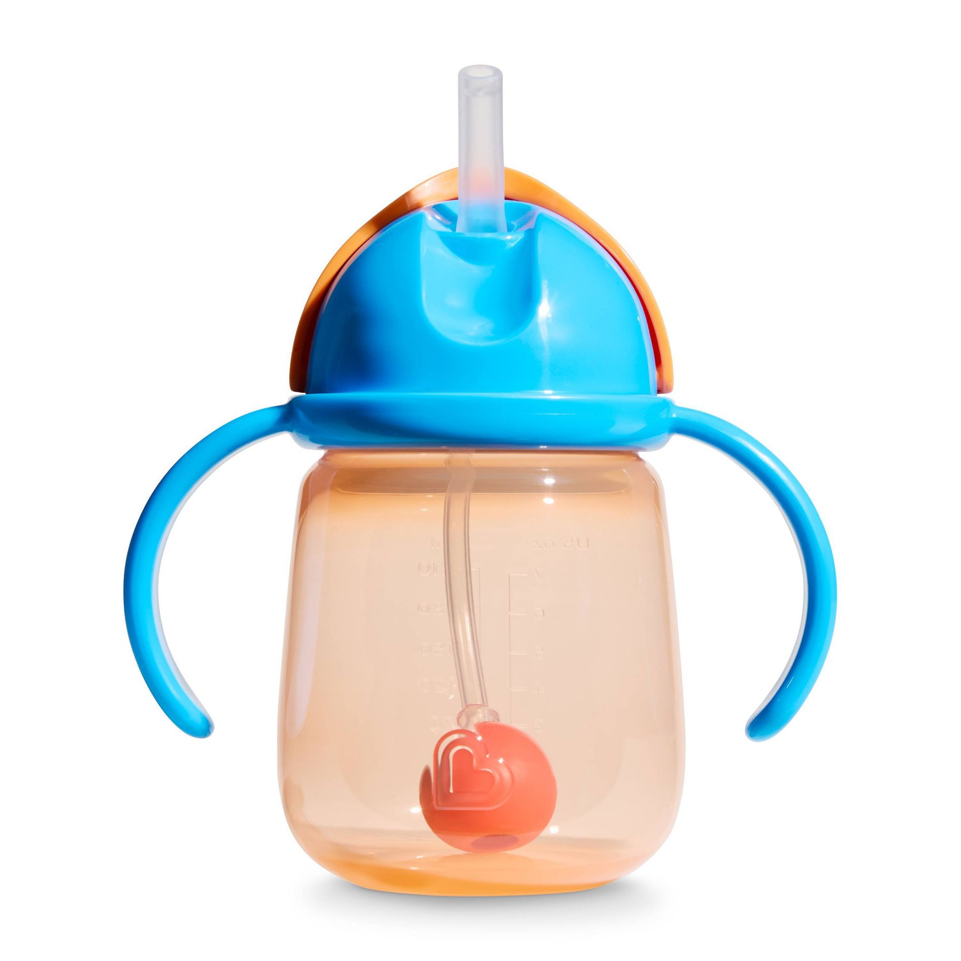 Munchkin 7oz Plastic Any Angle Spill-Proof Weighted Straw Trainer Cups with Handles
