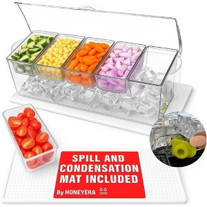 Honeyera Chilled Condiment Server with a White Spill Mat, Bottom ...