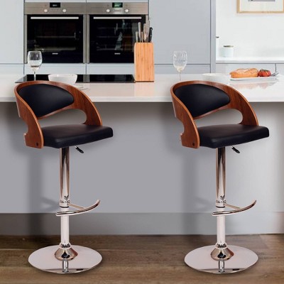 Malibu Swivel Barstool Black/Walnut - Armen Living