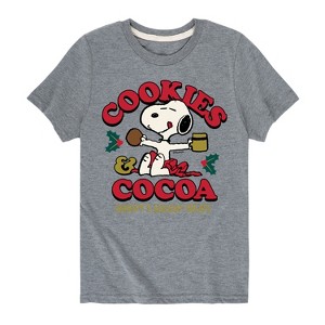 Boys' - Peanuts - Snoopy Christmas Cookies and Cocoa Short Sleeve Graphic T-Shirt - 1 of 4