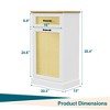 Modern White Rattan Tilt-Out Trash Cabinet, Large, Kitchen, Hidden Trash Can Storage with Drawer - 2 of 4