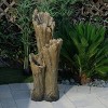39" Outdoor 3-Tier Resin Cascading Tree Bark Water Fountain with LED Lights - Alpine Corporation - 2 of 4