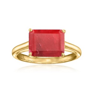Ross-Simons 4.20 Carat Ruby East-West Ring in 18kt Gold Over Sterling Size 8 - 1 of 4