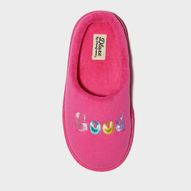 dluxe by dearfoams Kids' Good Vibes Slide Slippers - Hot Pink, 4 of 6