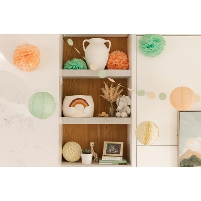 Mint, Peach, and Ivory 22-Piece Tissue Paper Pom Poms and Lantern Kit