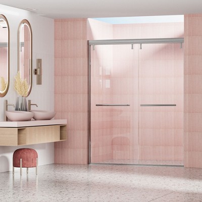 NicBex Shower Door 72"H Semi-Frameless Shower Doors with 1/4" (6mm) Thick Clear Tempered Glass Door with Explosion-Proof Film