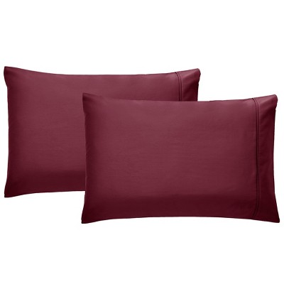 Burgundy Red 400 Thread Count Cotton Sateen Standard/Queen Pillowcase Set