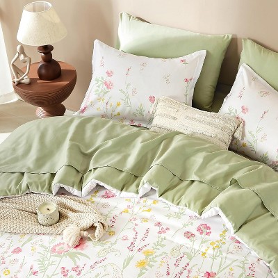 Der Rose BALHAM TRADE-7 Piece Queen Size Green Floral Comforter Set All Season Bed in a Bag with Sheets Purple-Queen 90"x90" — фото 5