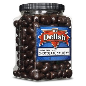 Sugar Free Dark Chocolate Cashews by It's Delish, 3 LBS Jumbo Container - 1 of 4