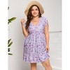 Plus Size Women's Flutter Sleeve High Waist Peplum Babydoll Knee Length Dress - 3 of 4