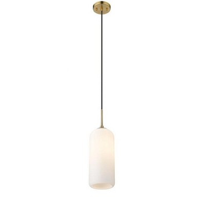 Monty Heritage Brass and Glass Mid-Century Modern Pendant Light