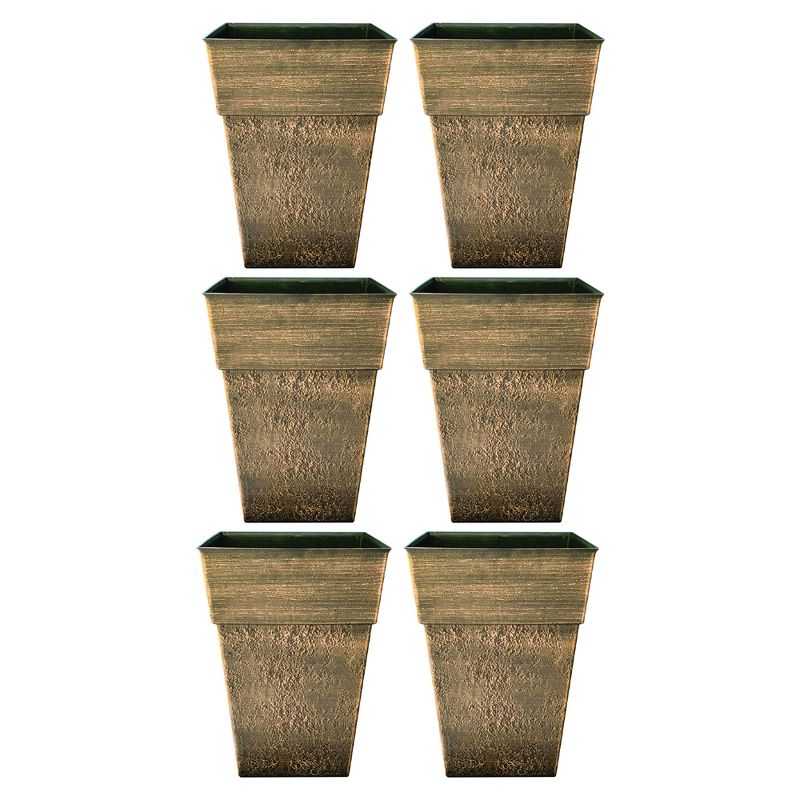 The HC Companies Avino 16 Inch Square Plastic Accent Outdoor Flower Planter Pot for Garden, Patio, Porch, Deck, or Balcony, Celtic Bronze (6 Pack), 1 of 7