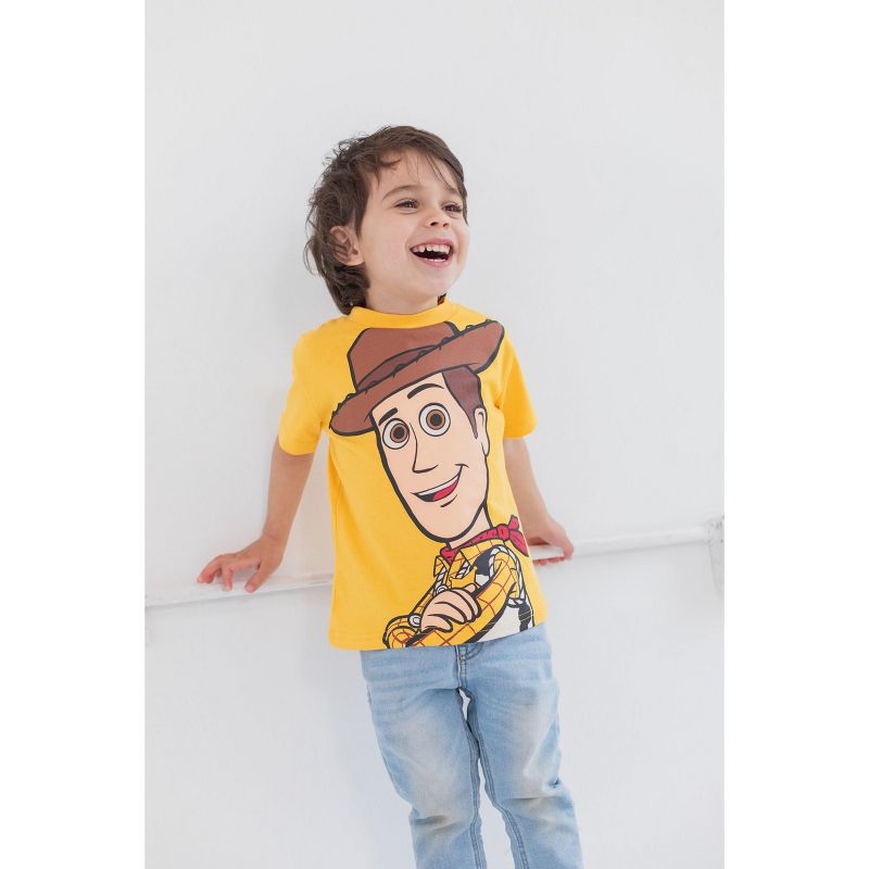 Disney Pixar Toy Story Rex Buzz Lightyear Woody 3 Pack T-Shirts Little Kid to Big Kid, 4 of 10
