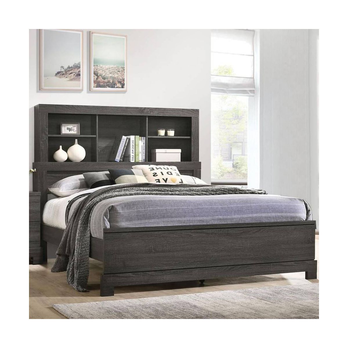 Lantha Bed with Storage Gray Oak - Acme Furniture - thumbnail 2