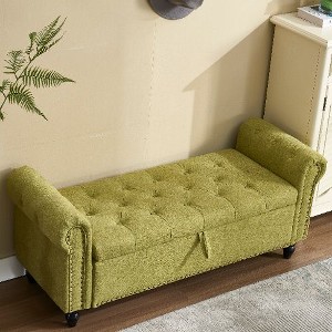 CAVINAS Industrial Rivet Storage Ottoman Bench, Upholstered Ottoman Foot Rest, Button Tufted Ottoman with Hidden Storage, End-of-Bed Bench - 1 of 4