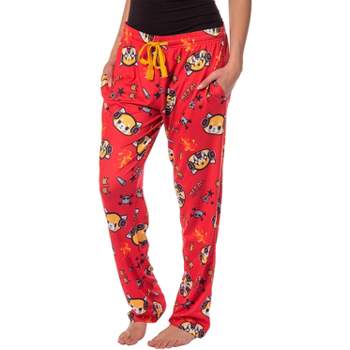Looney Tunes Womens' Christmas Character Santa Bugs Taz Daffy Pajama Pants  (MD) Red