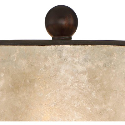 Naomi Aged Bronze Industrial Rustic Table Lamp with Mica Shade