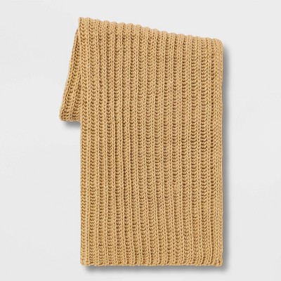 Chunky Knit Reversible Throw Blanket Gold Threshold Target