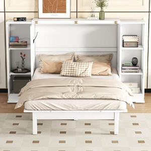 Whisen Modern Design Murphy Bed, Folded into a Cabinet with Shelves, Drawers and USB Ports - 1 of 4