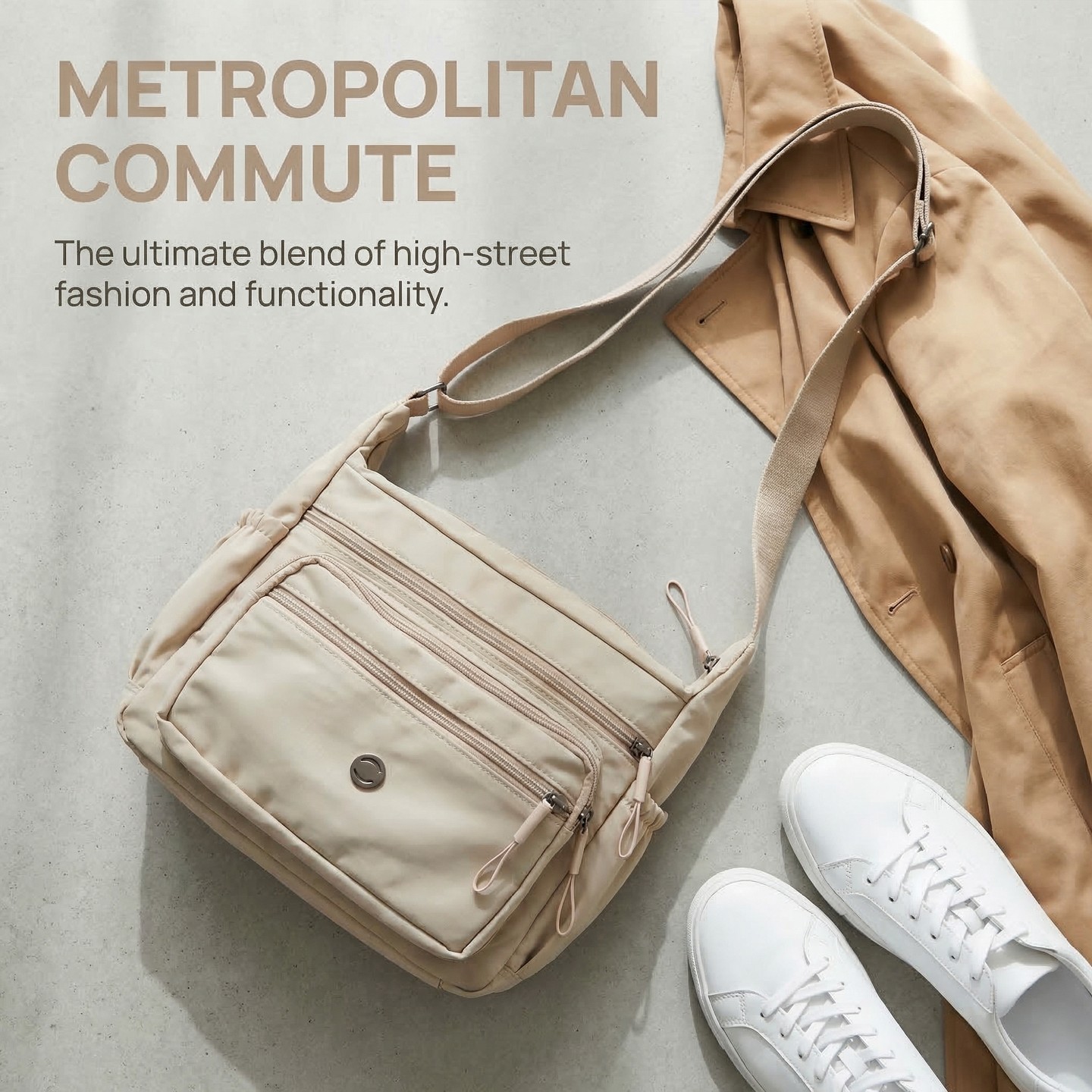 Сумки INSPIRE CHIC 2 Packs Crossbody for Women Multiple Pockets Shoulder Large Travel Purses with Adjustable Strap Khaki/Beige 11*3.9*7.9 inches, цвет: Хаки — фото 5
