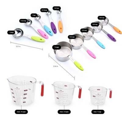 13-Piece Stainless Steel and Plastic Measuring Cups and Spoons Set
