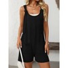 Womens Summer Casual Short Romper Scoop Neck Sleeveless Striped Overalls Shorts Jumpsuit with Pockets - 3 of 4