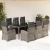 vidaXL Patio Dining Set with Cushions Outdoor Garden Furniture Poly Rattan - Gray 74.8" Table Length 8-Piece - 2 of 4