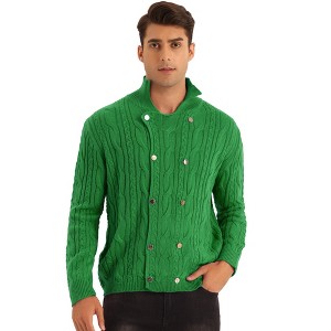 Lars Amadeus Men's Casual Double Breasted Cable Knitted Cardigan Sweater - 1 of 4