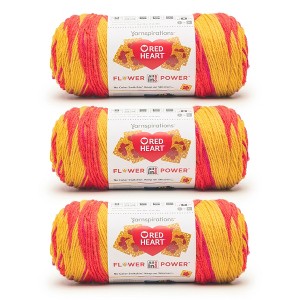 Red Heart All in ONE Flower Power Yarn 3 Pack-Poppy Star - 1 of 4