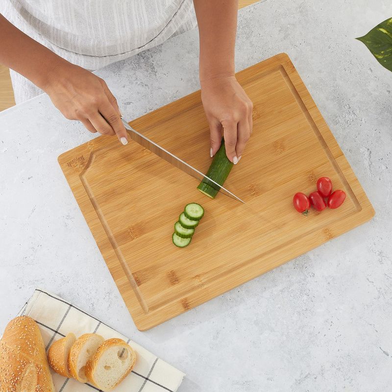 JoyJolt Bamboo Cutting Board Set, Wooden Cutting Boards for Kitchen Non Slip Wood Cutting Board Set, 4 of 8